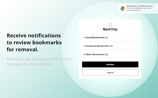 Bookmarks Automatic Cleaner || MarkTidy  from Chrome web store to be run with OffiDocs Chromium online