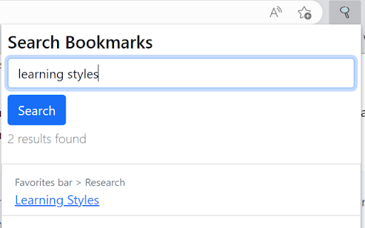 Bookmark Searcher  from Chrome web store to be run with OffiDocs Chromium online