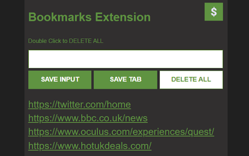 Bookmarks Extension  from Chrome web store to be run with OffiDocs Chromium online