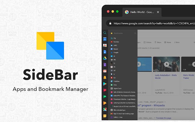 BookMarkSideBar da Chrome Web Store para ser executado com OffiDocs Chromium online