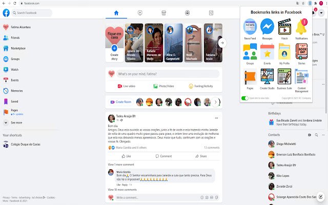 Bookmarks links in Facebook  from Chrome web store to be run with OffiDocs Chromium online