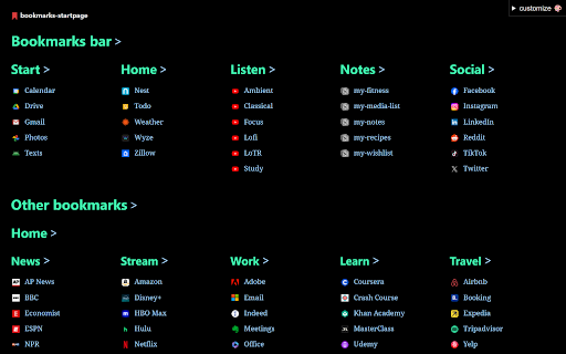 Bookmarks Startpage from Chrome web store to be run with OffiDocs Chromium online Bookmarks Startpage from Chrome web store to be run with OffiDocs Chromium online