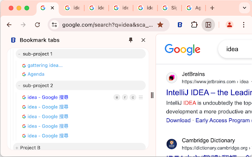 Bookmark tabs  from Chrome web store to be run with OffiDocs Chromium online