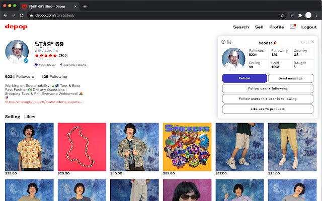 Booost for Depop da Chrome Web Store será executado com OffiDocs Chromium online