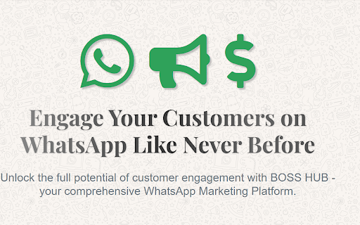 Boss Hub | Whatsapp from Chrome web store to be run with OffiDocs Chromium online Boss Hub | Whatsapp from Chrome web store to be run with OffiDocs Chromium online