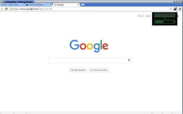 bOTP  from Chrome web store to be run with OffiDocs Chromium online