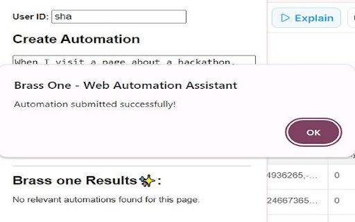 Brass One Web Automation Assistant  from Chrome web store to be run with OffiDocs Chromium online