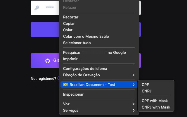 Brazilian Document Test  from Chrome web store to be run with OffiDocs Chromium online