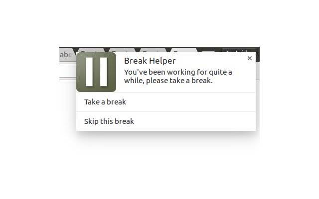 Break Helper  from Chrome web store to be run with OffiDocs Chromium online