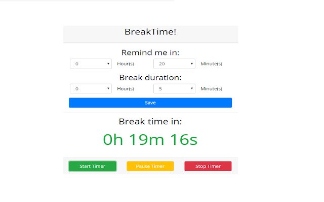 Break Time uit de Chrome-webwinkel wordt uitgevoerd met OffiDocs Chromium online