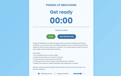 Breathe Easy  from Chrome web store to be run with OffiDocs Chromium online