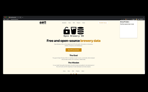 BrewFinder  from Chrome web store to be run with OffiDocs Chromium online