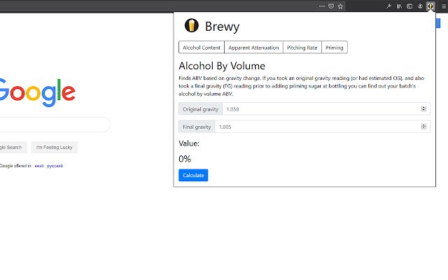 Brewy dari kedai web Chrome untuk dijalankan dengan OffiDocs Chromium dalam talian