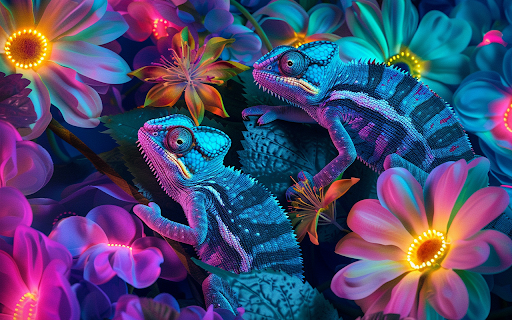 bright neon colors shining wild chameleon  from Chrome web store to be run with OffiDocs Chromium online