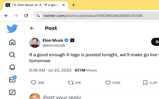 Bring Twitter bird back  from Chrome web store to be run with OffiDocs Chromium online