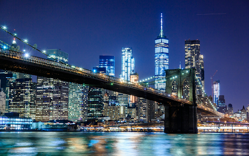 Brooklyn Bridge Night Lights Theme  from Chrome web store to be run with OffiDocs Chromium online