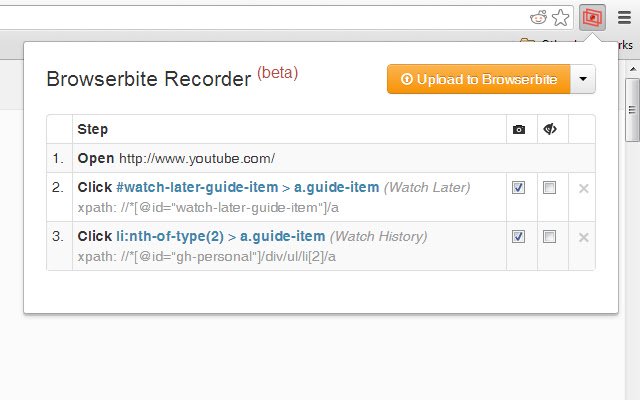 Browserbite Recorder (beta) ze sklepu internetowego Chrome do uruchomienia z OffiDocs Chromium online