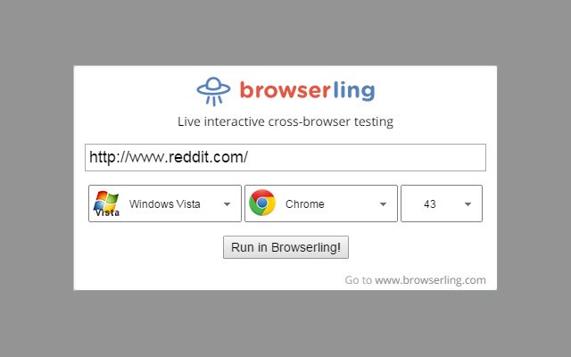 Browserling عبر اختبار المتصفح من متجر Chrome الإلكتروني ليتم تشغيله باستخدام OffiDocs Chromium عبر الإنترنت