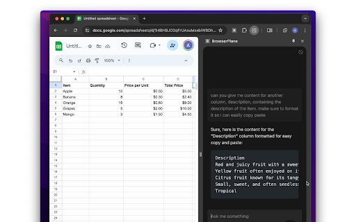 BrowserPlane  from Chrome web store to be run with OffiDocs Chromium online