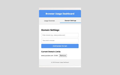 Browser Usage Dashboard  from Chrome web store to be run with OffiDocs Chromium online