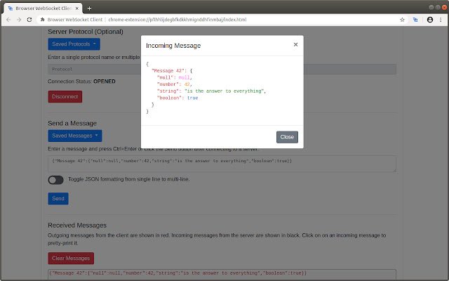 Navigateur WebSocket Client de la boutique en ligne Chrome à exécuter avec OffiDocs Chromium en ligne