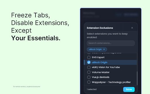 Browster: Tab Freezer  Memory Optimizer for Chrome  from Chrome web store to be run with OffiDocs Chromium online