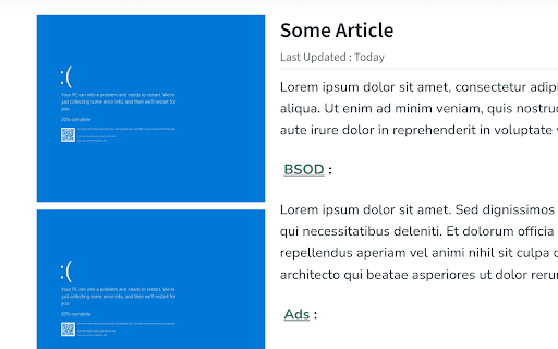 BSOD Ads  from Chrome web store to be run with OffiDocs Chromium online