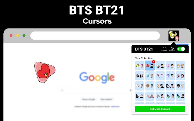 Cursoarele BTS BT21 din magazinul web Chrome vor fi rulate cu OffiDocs Chromium online