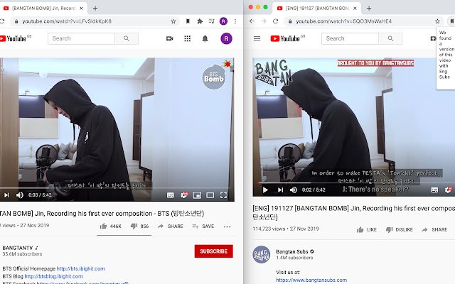 BTS Eng Sub Finder  from Chrome web store to be run with OffiDocs Chromium online