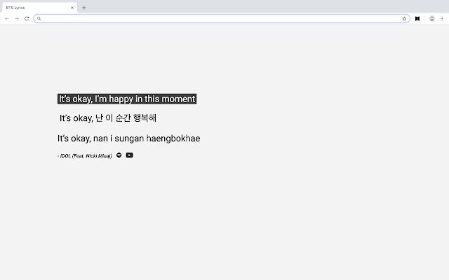 BTS Random Lyrics ze sklepu internetowego Chrome do uruchomienia z OffiDocs Chromium online