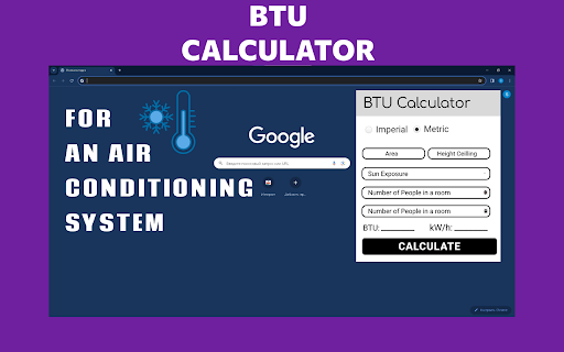 BTU Calculator  from Chrome web store to be run with OffiDocs Chromium online