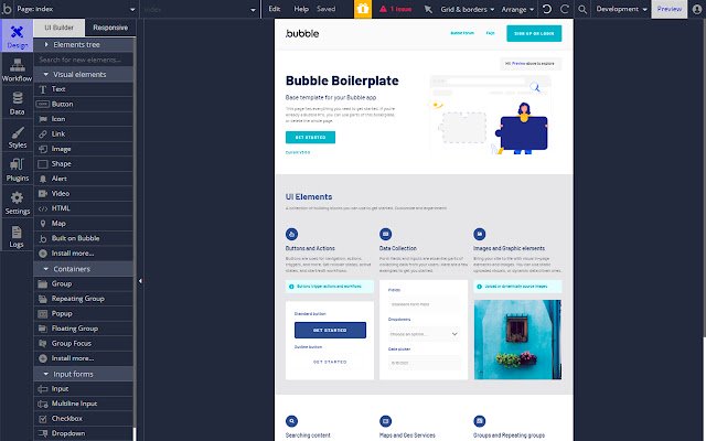Bubble.io : Editor Dark Mode de la boutique en ligne Chrome à exécuter avec OffiDocs Chromium en ligne