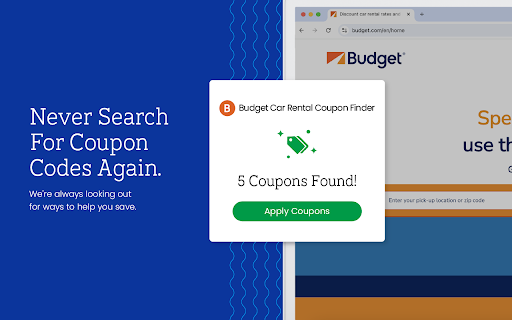 Budget Car Rental Coupon Finder Latest Coupons  Best Deals  from Chrome web store to be run with OffiDocs Chromium online