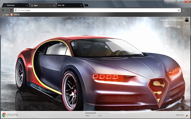 ক্রোম ওয়েব স্টোর থেকে বুগাটি সুপারম্যান সংস্করণ ফাস্টেস্ট সুপারকার OffiDocs Chromium অনলাইনে চালানো হবে