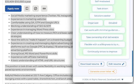 BuildMyResume.co Extension  from Chrome web store to be run with OffiDocs Chromium online