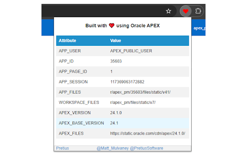 Built with love using Oracle APEX  from Chrome web store to be run with OffiDocs Chromium online