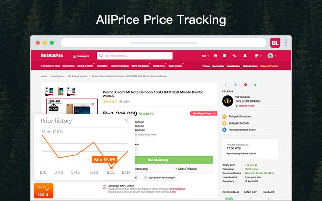 Bukalapak Price Tracker  from Chrome web store to be run with OffiDocs Chromium online