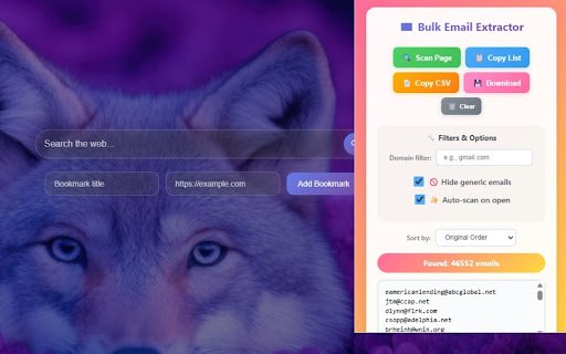 Bulk Email Extractor Collect Emails from Websites with Single Click  from Chrome web store to be run with OffiDocs Chromium online