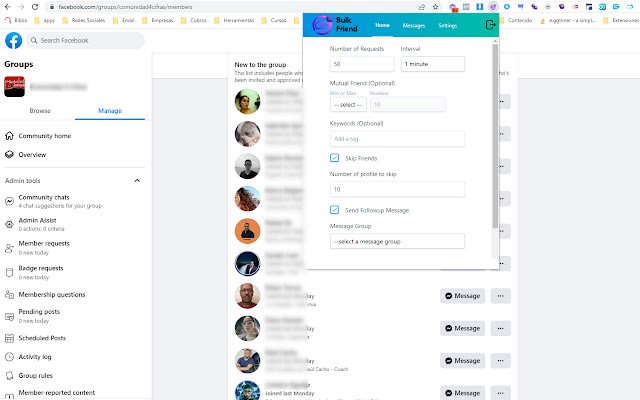 Bulk Friend  from Chrome web store to be run with OffiDocs Chromium online
