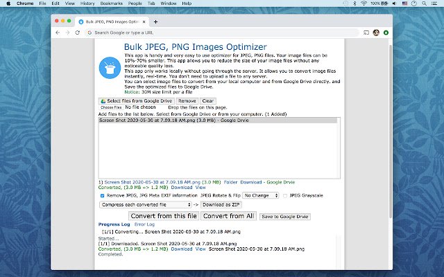Bulk JPEG, PNG Images Optimizer  from Chrome web store to be run with OffiDocs Chromium online