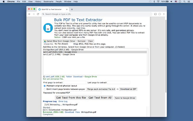 Bulk PDF to Text Extractor  from Chrome web store to be run with OffiDocs Chromium online