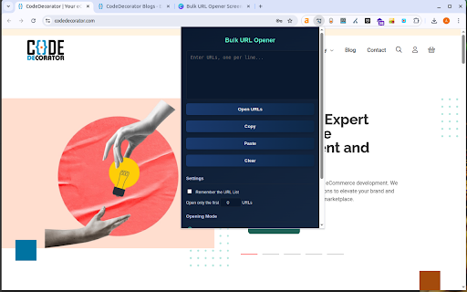 Bulk URL Opener  from Chrome web store to be run with OffiDocs Chromium online