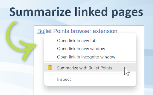 Bullet Points: summarize Web pages with GPT 3  from Chrome web store to be run with OffiDocs Chromium online