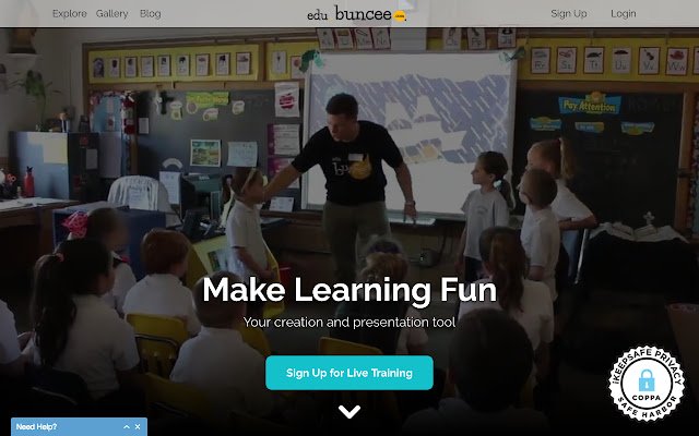 buncee for Education จาก Chrome เว็บสโตร์ที่จะทำงานร่วมกับ OffiDocs Chromium ออนไลน์