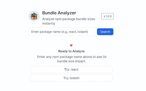 Bundle Size Analyzer  from Chrome web store to be run with OffiDocs Chromium online