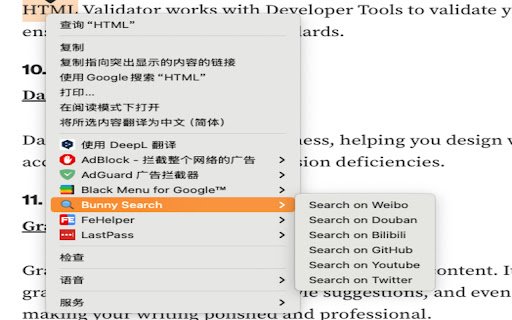 Bunny Search  from Chrome web store to be run with OffiDocs Chromium online
