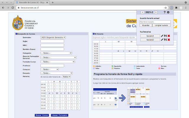 BuscacursosUC із веб-магазину Chrome, який буде працювати з OffiDocs Chromium онлайн