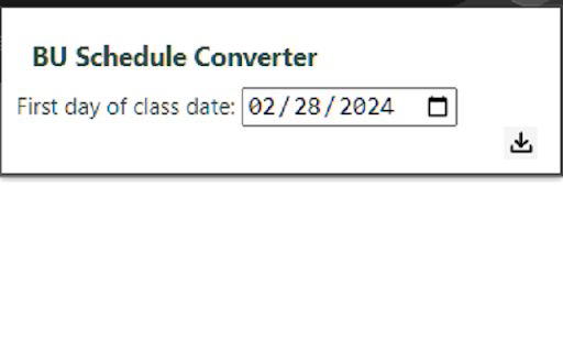 BU Schedule Downloader from Chrome web store to be run with OffiDocs Chromium online BU Schedule Downloader from Chrome web store to be run with OffiDocs Chromium online