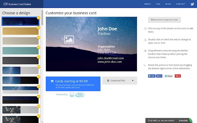 Chrome 网上商店的 Business Card Maker 将与 OffiDocs Chromium 在线运行
