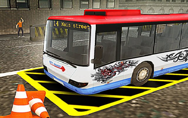 El simulador de estacionamiento de autobuses de la tienda web de Chrome se ejecutará con OffiDocs Chromium en línea